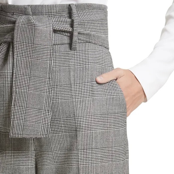 SARA BATTAGLIA Glen Plaid Belted High Waist Pants Trousers Gray Size 6 S 42 - Picture 4 of 12